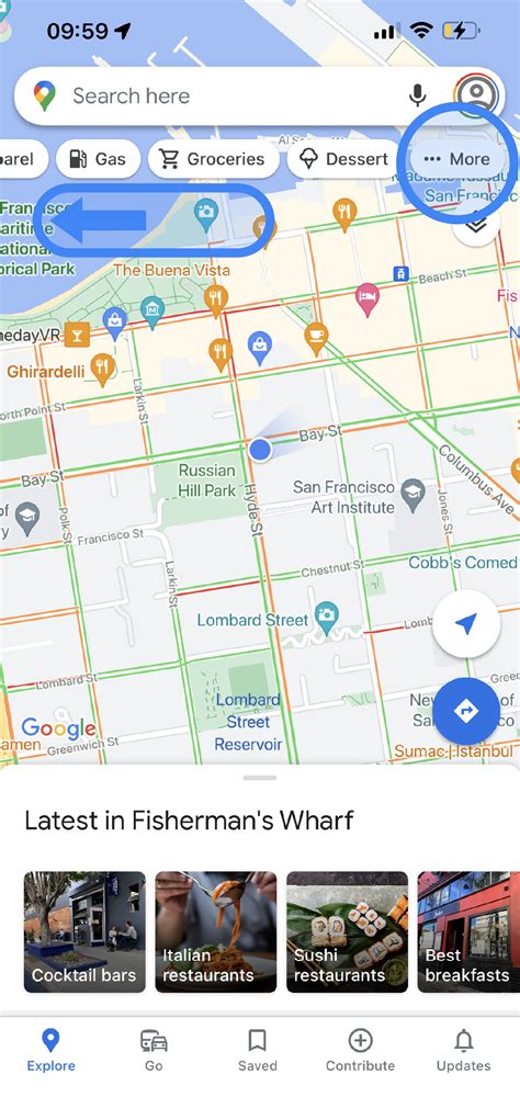 Search for nearby places & explore the area .